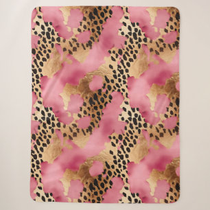 Pink Gold Glam Leopard Sherpa Blanket