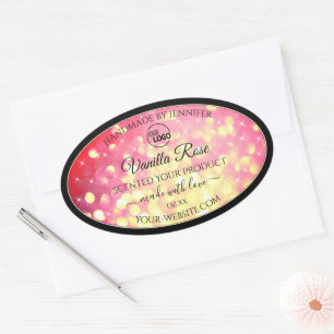 Pink Gold Glitter Add Logo Product Packaging Label