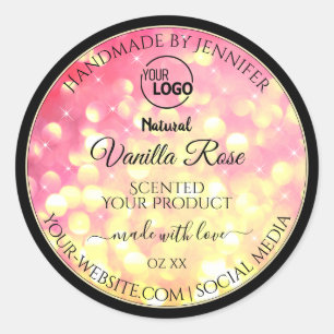 Pink Gold Glitter Add Logo Product Packaging Label