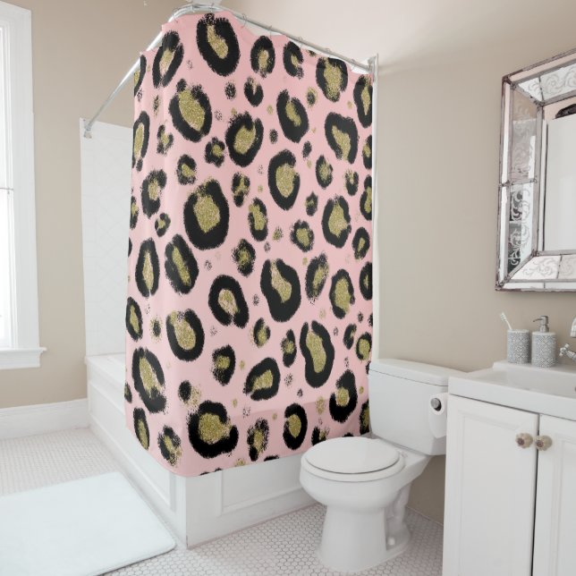 Pink Gold Glitter & Black Leopard Cheetah Print (In Situ)