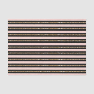 Pink Gold Glitter & Black Stripes Birthday Party Tissue Paper