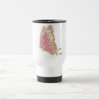 Pink Gold Glitter Butterfly Aesthetic Travel Mug