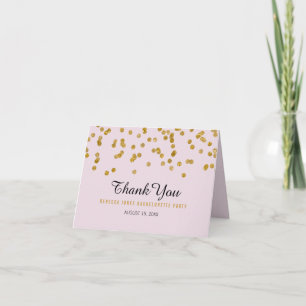 Pink Gold Glitter confetti Bachelorette Thank You Card