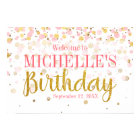Pink Gold Glitter Confetti Welcome Birthday