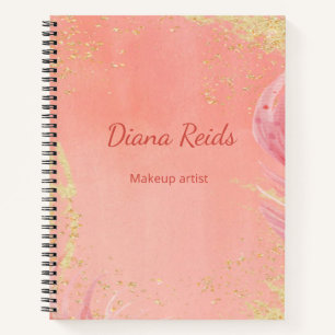 Pink gold glitter custom name notebook