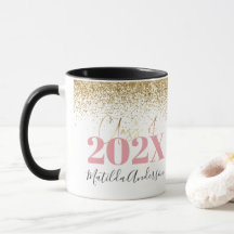 pink gold glitter graduation elegant script