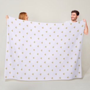 Pink Gold Glitter Hearts Fleece Blanket