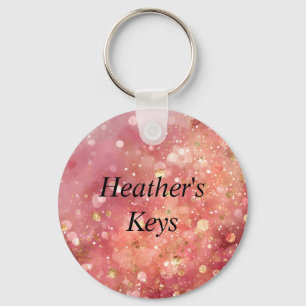 Pink & Gold Glitter Keychain