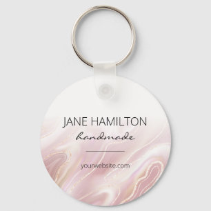 Pink Gold Glitter Marble Keychain