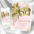 Pink Gold Glitter Masquerade Party