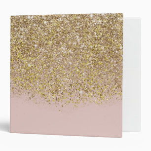 Pink & Gold Glitter Modern Trendy Glam Chic Trendy Binder