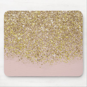 Pink & Gold Glitter Modern Trendy Glam Chic Trendy Mouse Pad
