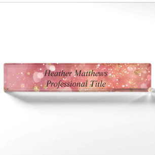 Pink & Gold Glitter Nameplate