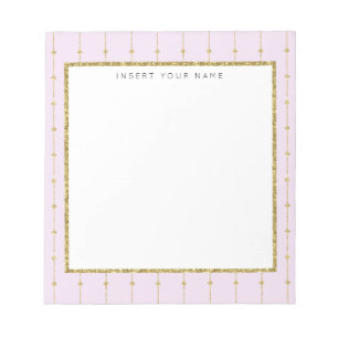 Pink & Gold Glitter Personalized Notepad 5.5" x 6"