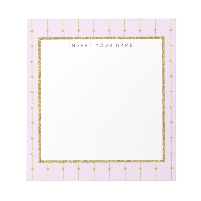 Pink & Gold Glitter Personalized Notepad 5.5" x 6" (Front)