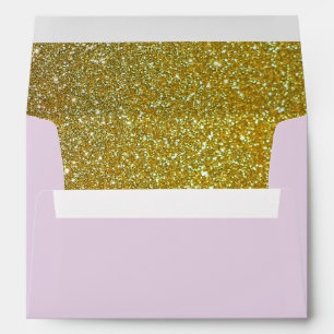 Pink Gold Glitter Return Address Envelopes