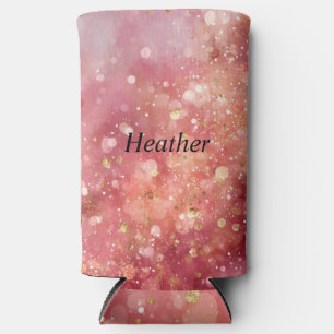Pink & Gold Glitter  Seltzer Can Cooler