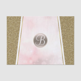 Pink Gold Glitter Sparkle Glam Monogram Initial Tissue Paper