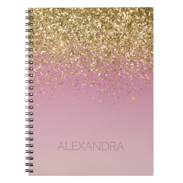 Pink Gold Glitter Sparkle Notebook (Front)
