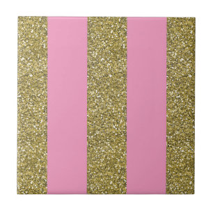 Pink & Gold Glitter Tile