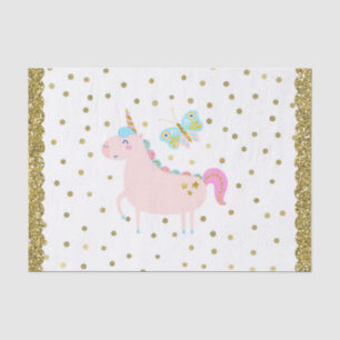 Pink & Gold Glitter Unicorn Girls Birthday Party Tissue Paper
