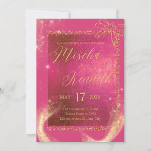 Pink & Gold Glitter Wedding Invitation Sparkle