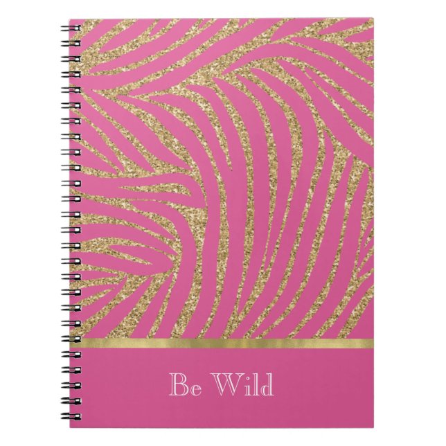 Pink Gold Glitter Zebra   Notebook (Front)