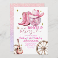 Pink Gold Glittter Boots and Bling 21st Birthday 