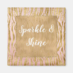 Pink Gold Glitz Sparkle Zebra Print       Magnet
