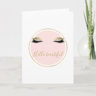 Pink Gold Glitzy Black Eyelashes Card
