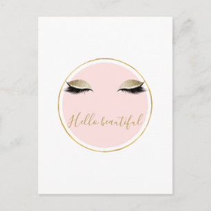 Pink Gold Glitzy Black Eyelashes Postcard