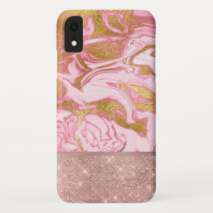 Pink Gold Gold Glitter and Sparkle Marble iPhone XR Case