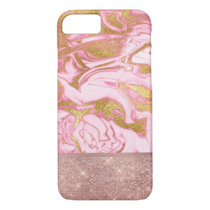 Pink Gold Gold Glitter and Sparkle Marble iPhone 8/7 Case