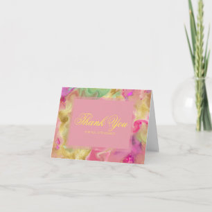 Pink, gold, green marble ink invitations