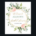 Pink gold greenery bridal shower welcome sign<br><div class="desc">For more advanced customization of this design, simply select the "Customize It" button above!</div>