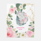 Pink Gold Greenery Roses Elephant Girl Nursery