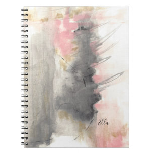 Pink Gold Grey Abstract Modern Painted Art Notebook