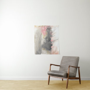 Pink Gold Grey Abstract Modern Painted Art Tapestry