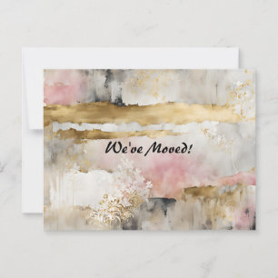 Pink Gold Grey Wabi Sabi New Address Postcard