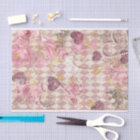 Pink Gold Harlequin Hearts Crowns Floral Decoupage
