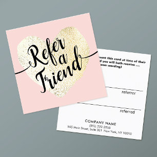 Pink Gold Heart Beauty Salon Loyalty Referral Card