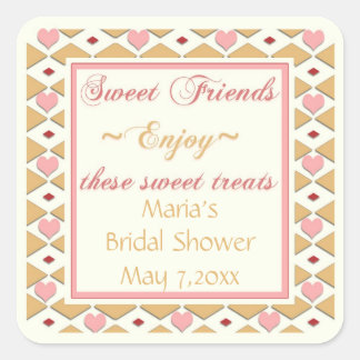 Pink Gold Hearts Diamonds Candy Buffet Stickers