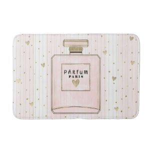 Pink & Gold Hearts Paris Parfum Chic Fashion Bath Mat