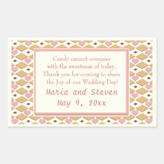 Pink Gold Hearts Rectangular Candy Buffet Stickers