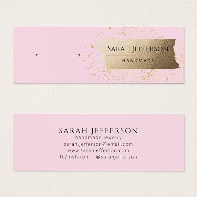 Pink Gold Horizontal Stud Earring Jewellery Card (Front & Back)