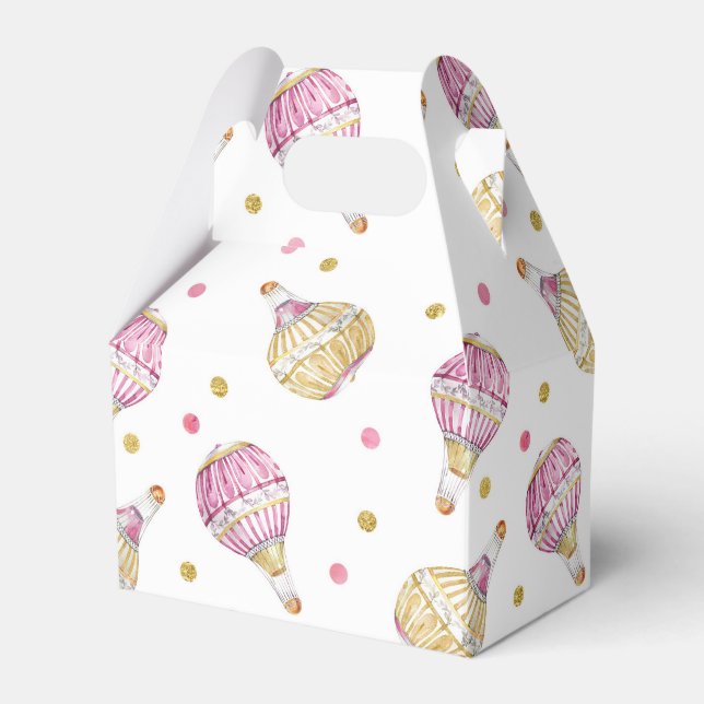 Pink+Gold Hot Air Balloon Favor Box (Front Side)