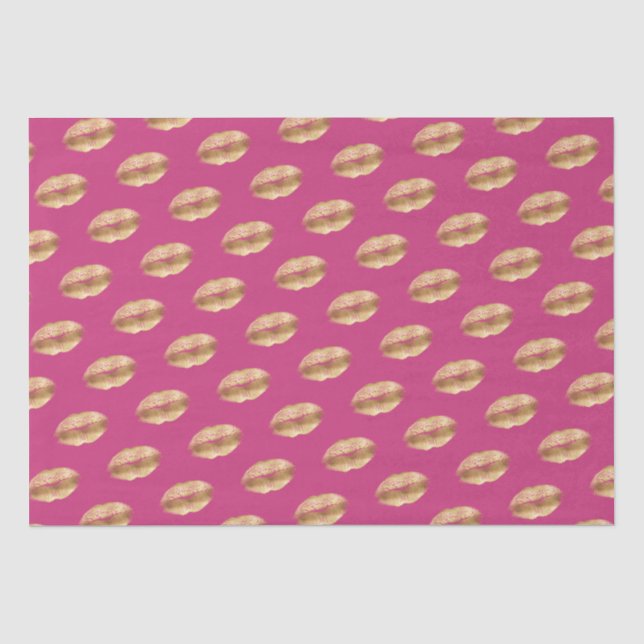 Pink Gold Kiss Lips Tissue Paper (Front)