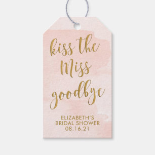 Pink & Gold Kiss the Miss Goodbye Bridal Shower  Gift Tags