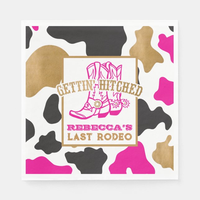 Pink Gold Last Rodeo Bachelorette Party Napkins (Front)