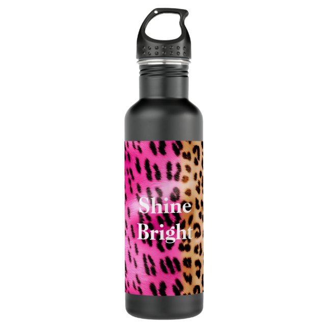 Pink Gold Leopard Print 710 Ml Water Bottle (Front)